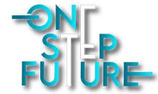 Logo of One Step Future with stylized text and a connected circular graphic.